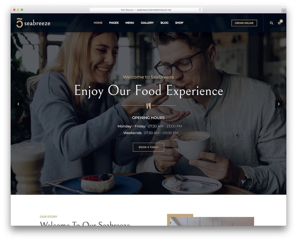 seabreeze cafe wordpress theme