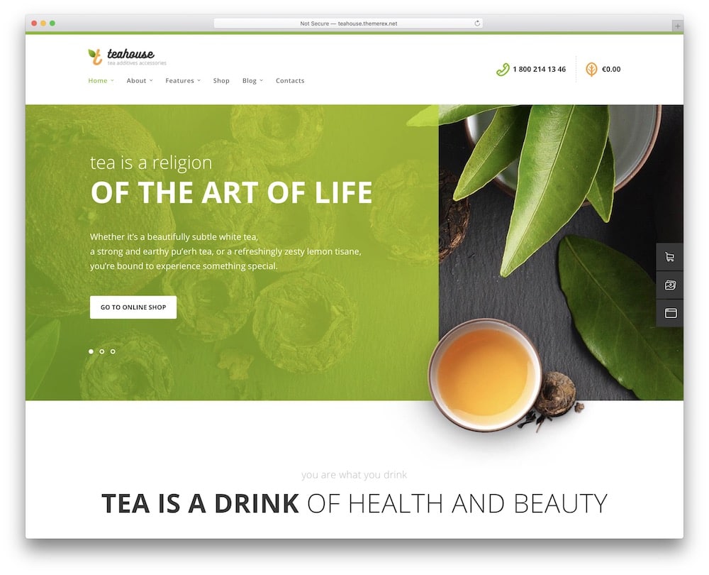 teahouse tea and coffee wordpress theme