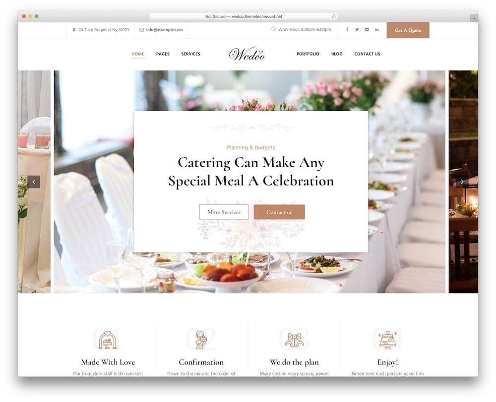 wedco catering wedding event wordpress theme