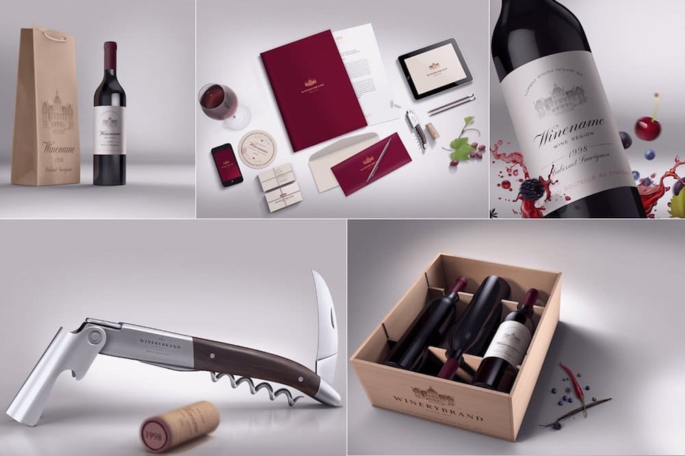 wine branding mockup bundle