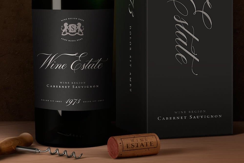 wine packaging psd mockup