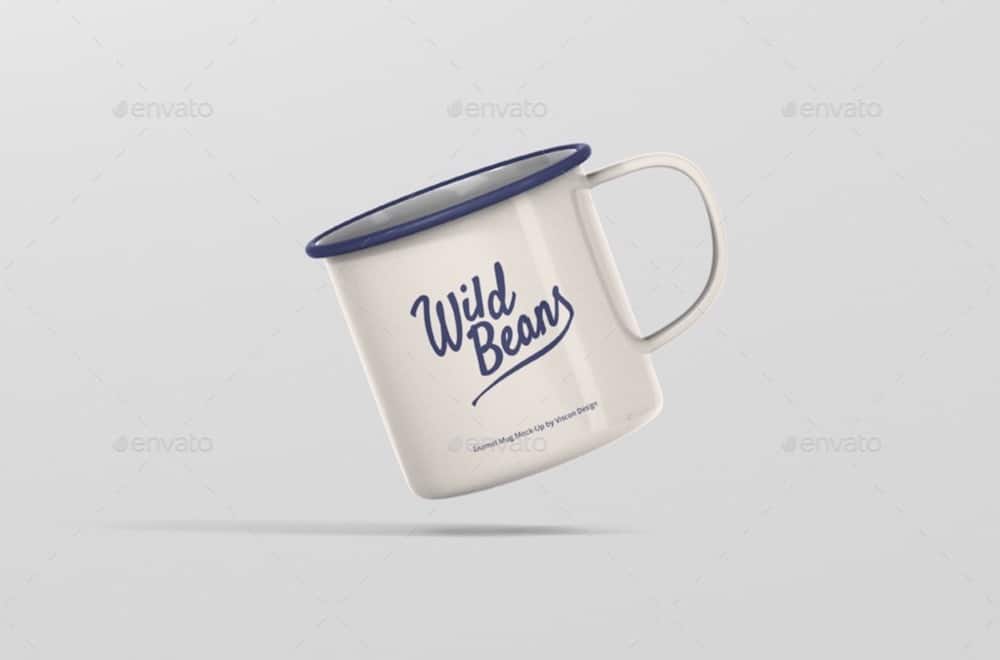 8 enamel mug psd mockups