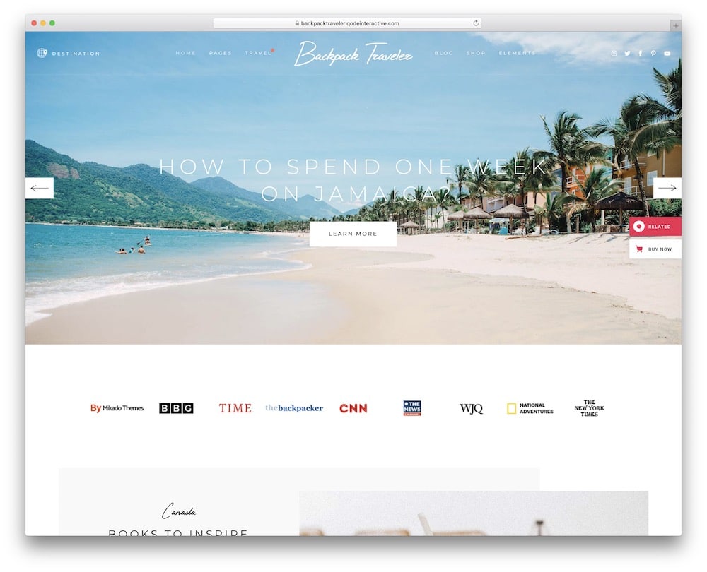 backpack traveler wordpress theme