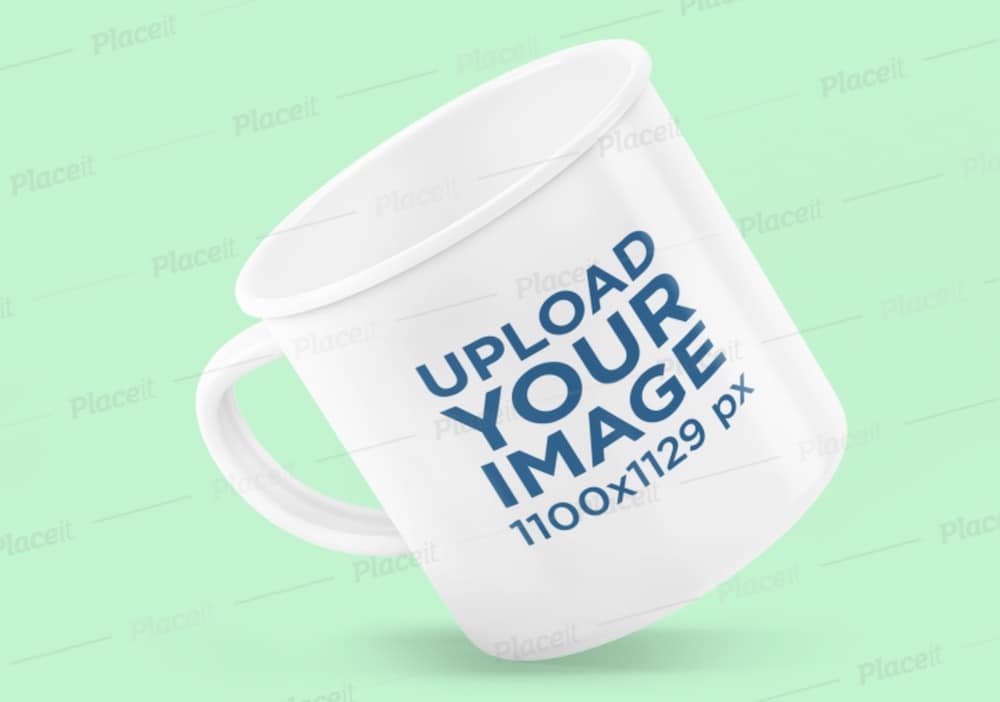 mockup featuring a floating enamel mug