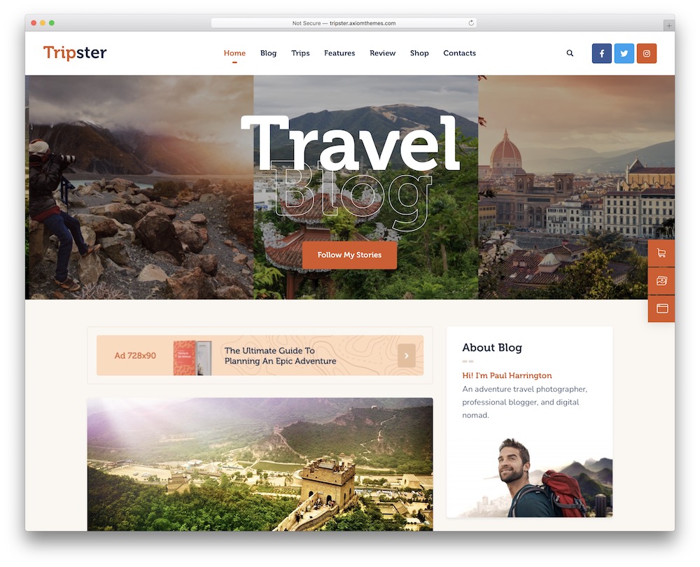 tripster travel theme for blogger