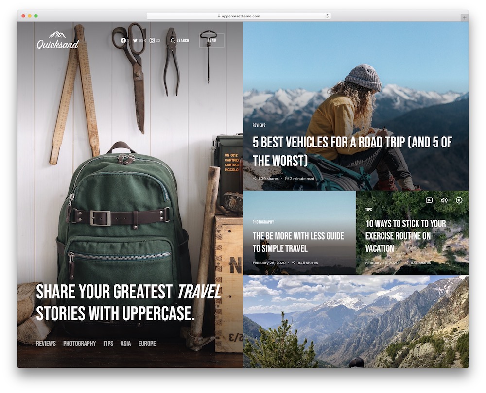 uppercase travel magazine wordpress theme