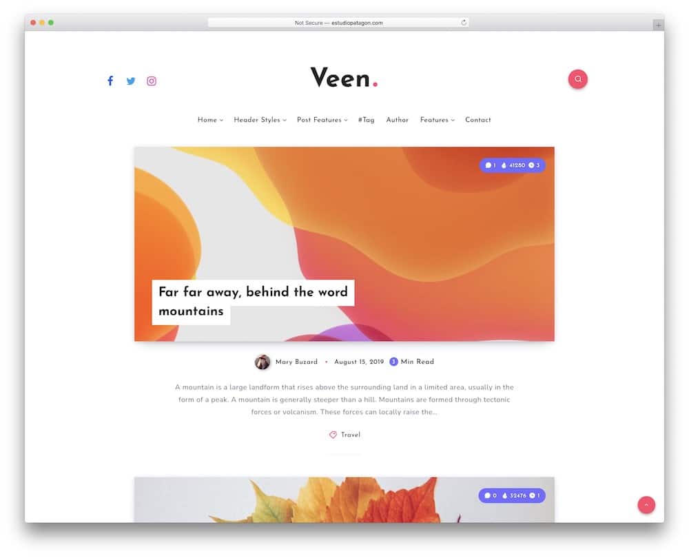 veen personal blog theme