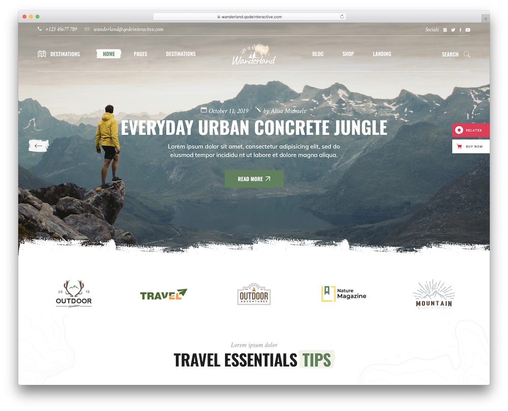 wanderland travel blog theme