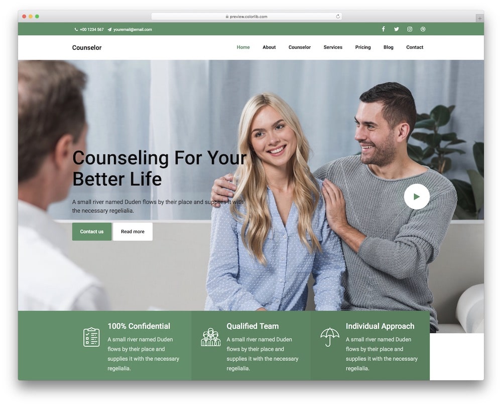 counselor parallax website template