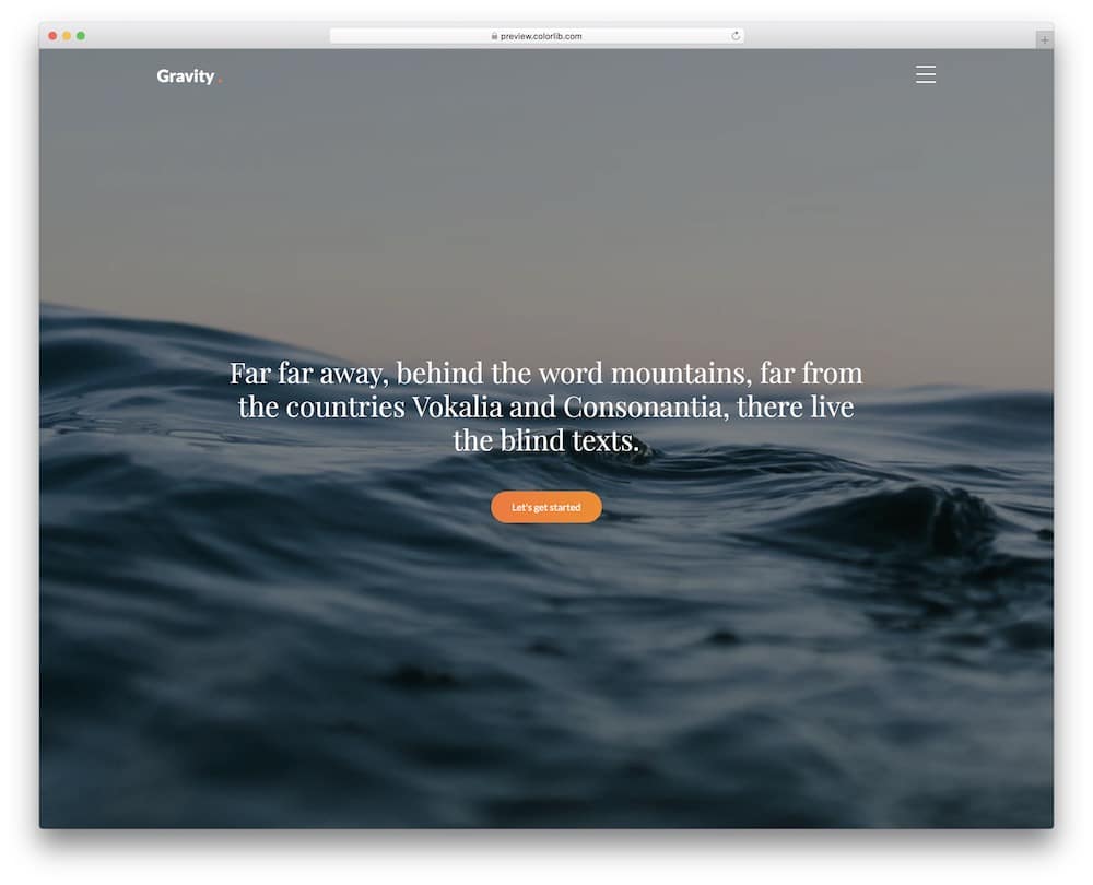 gravity parallax animation website template