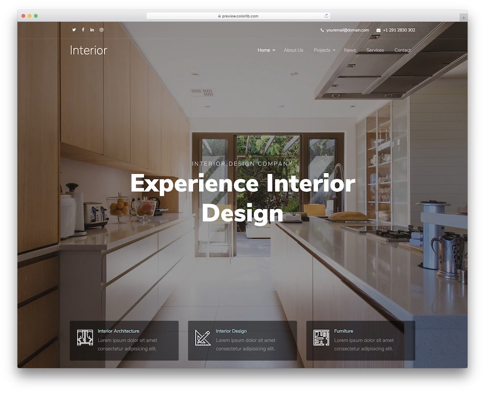 interior design parallax effect website template