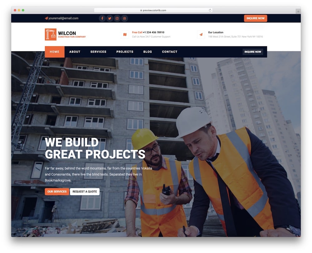 wilcon parallax website template