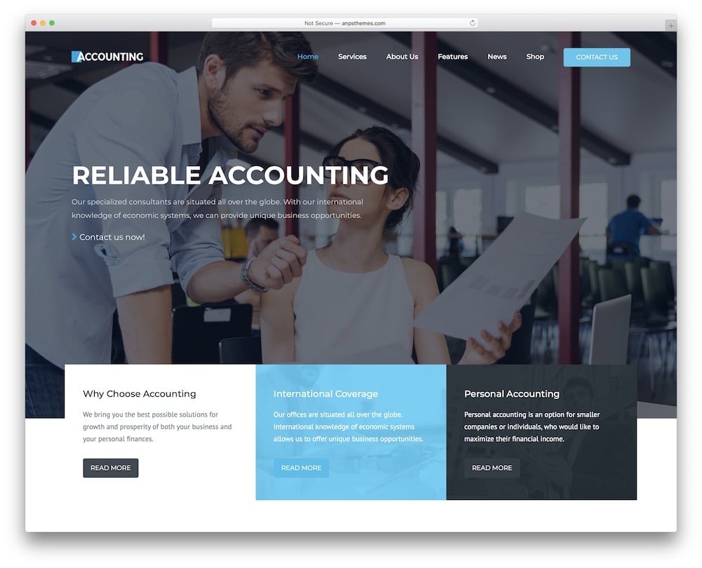 accounting wp website template