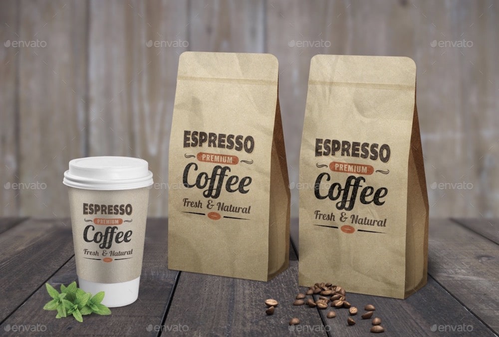 coffee bag cup mockup