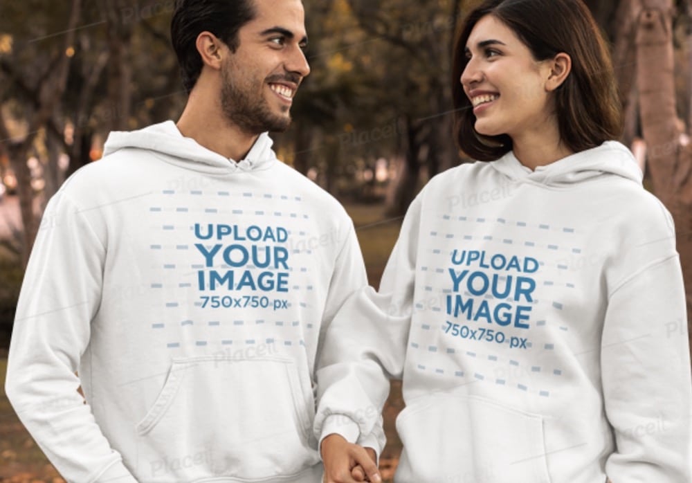 couples pullover hoodie mockup