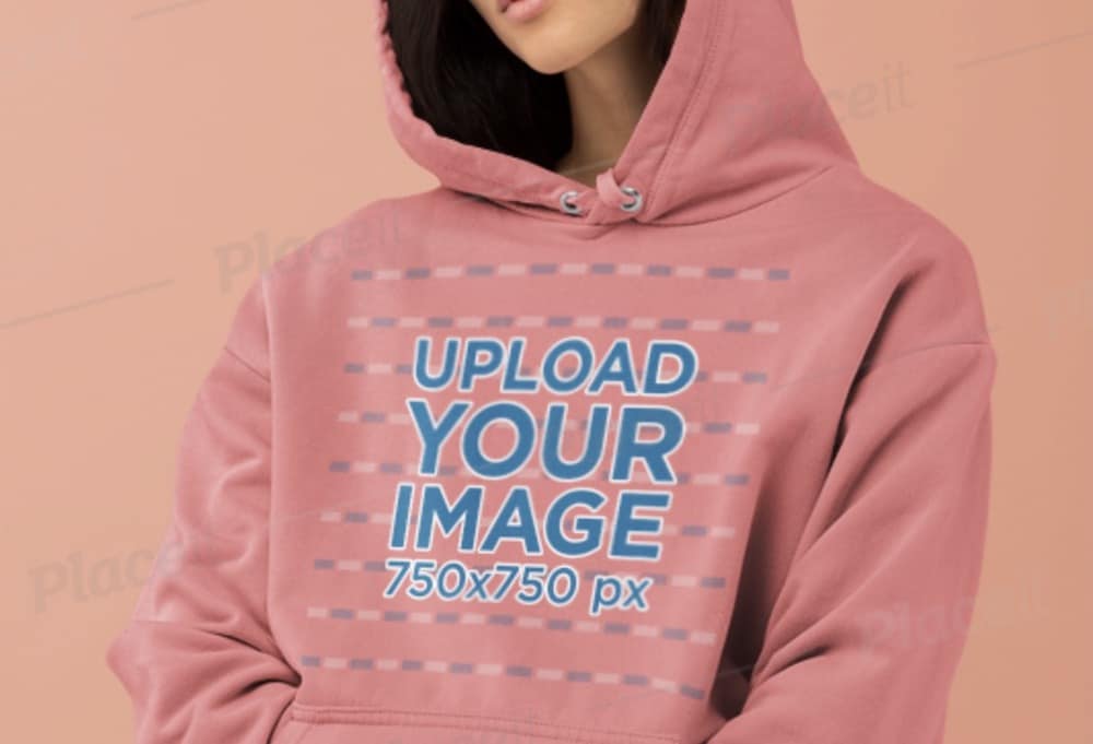 mockup of a woman wearing a hoodie