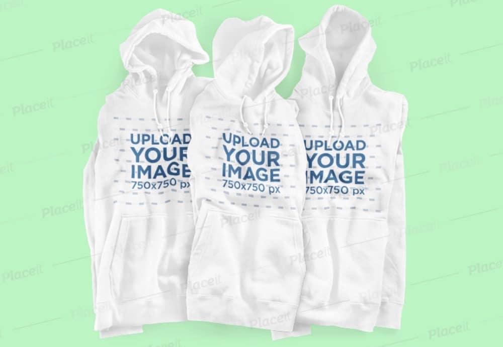 mockup of three hoodies