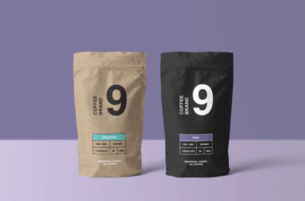 paper made coffee bag psd mockup