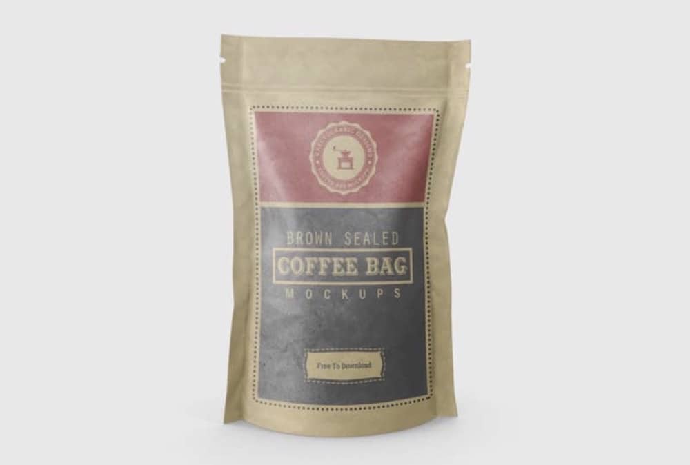 sealed coffee pouch psd mockup