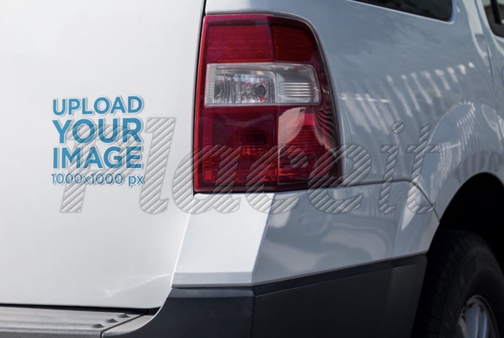 square sticker mockup on a car