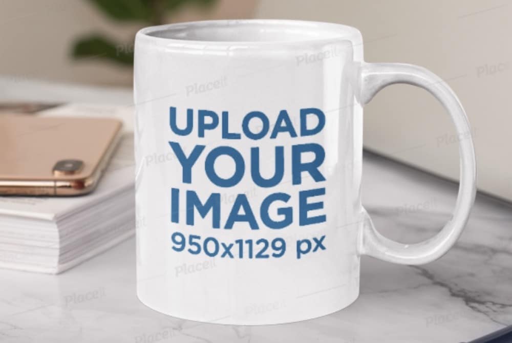 sticker mockup on a mug