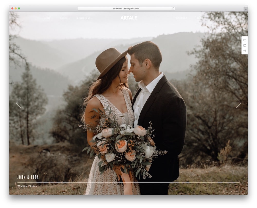 artale wedding photography wordpress theme