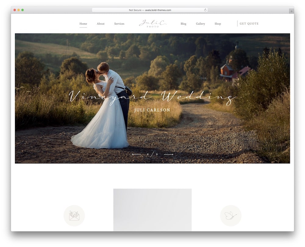 avala wedding photography wordpress theme