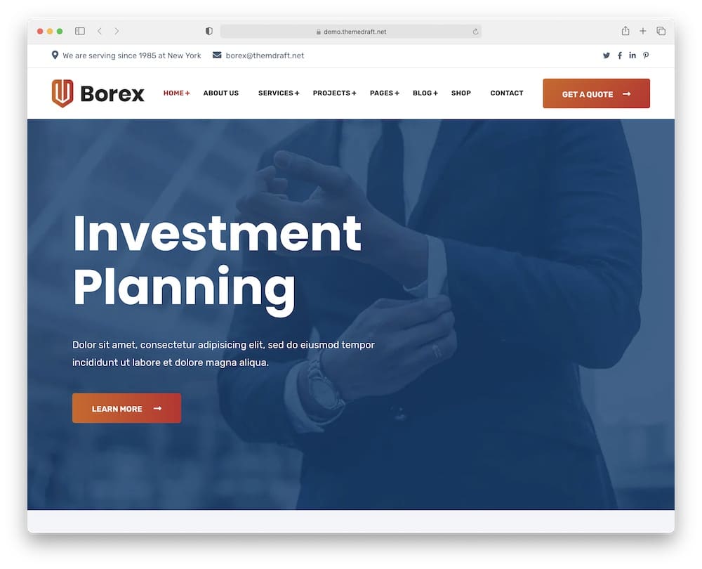 borex banking wordpress theme