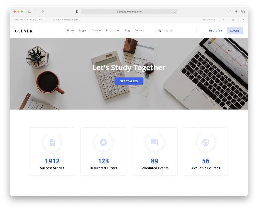 clever online academy website template