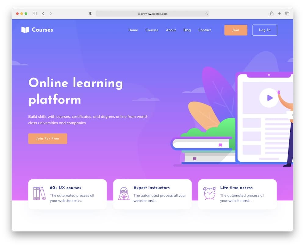 courses academy website template