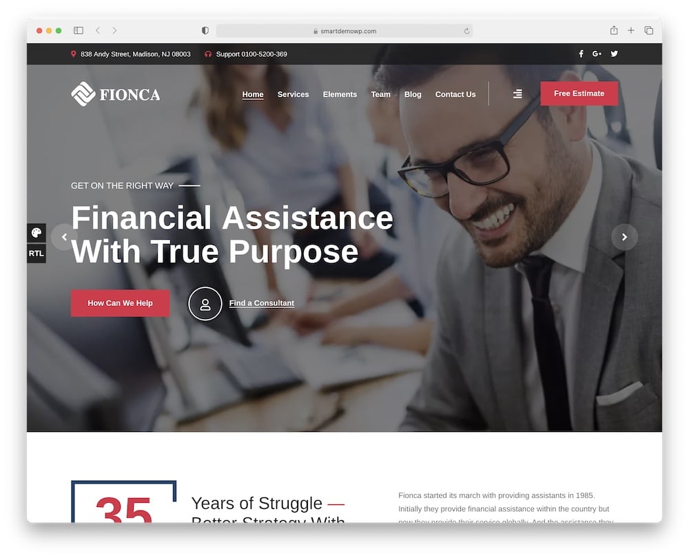 fionca banking wordpress theme