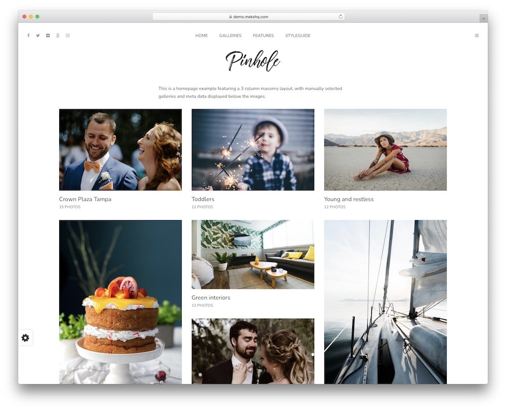 pinhole wedding portfolio wordpress theme