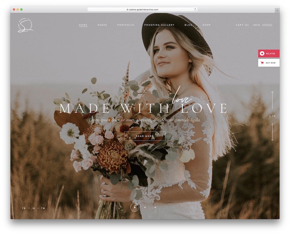 solene wedding photo portfolio wordpress theme