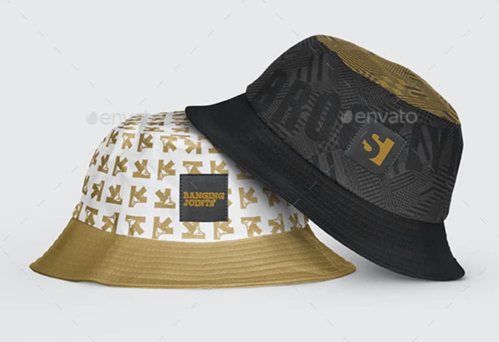 bucket hat with embroidery psd mockup