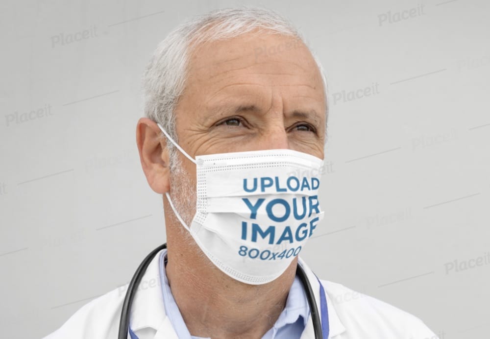 doctor wearing a face mask template