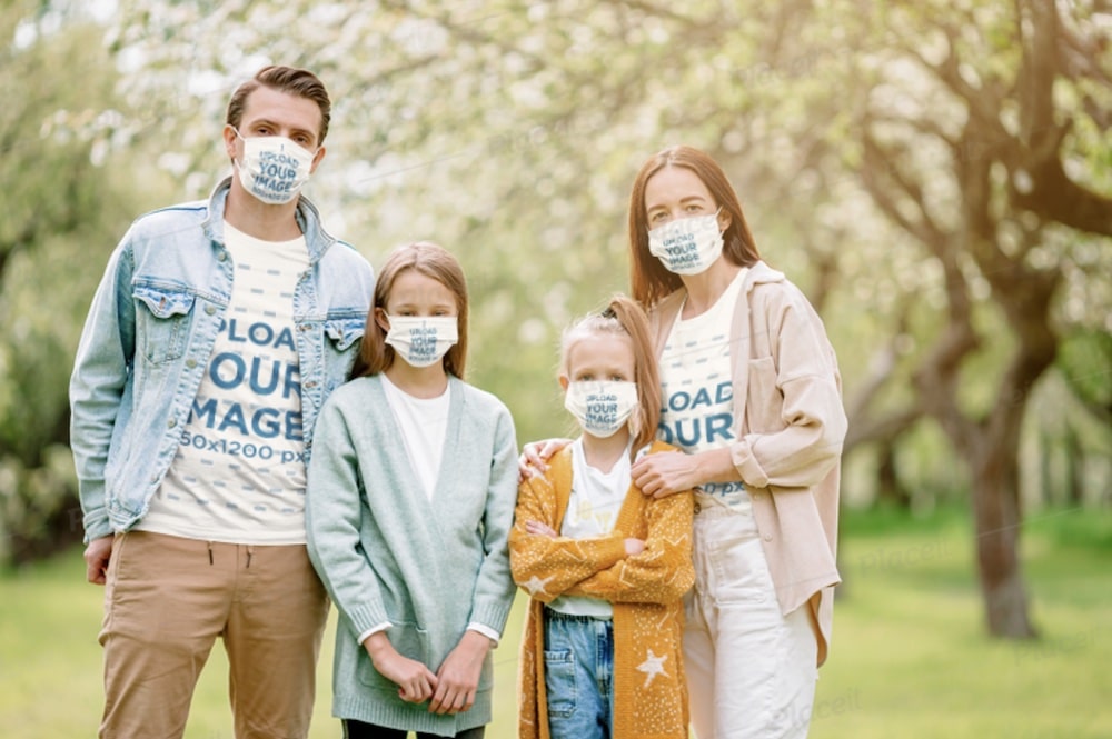 family t-shirt mask mockup