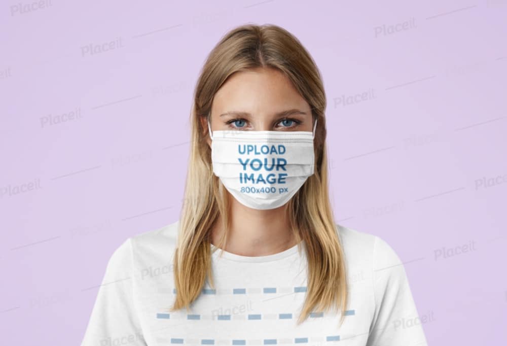 female face mask tee mockup