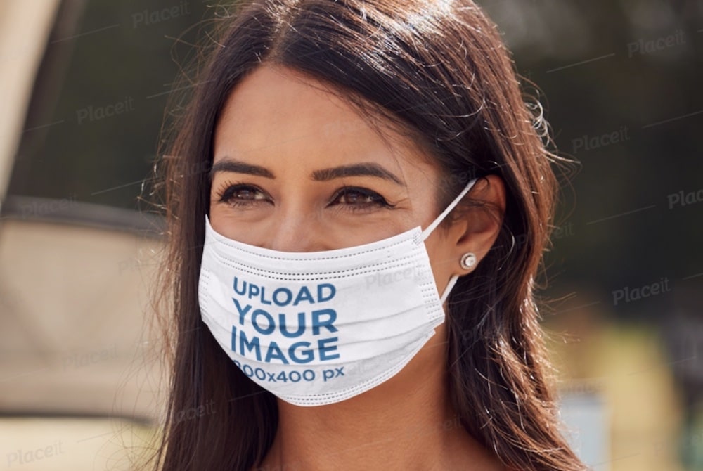 free close-up face mask mockup