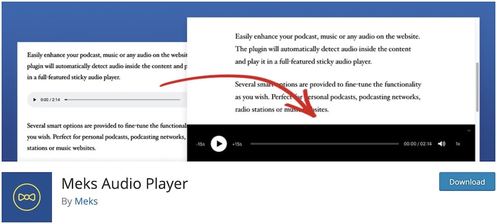 meks free wordpress audio player plugin