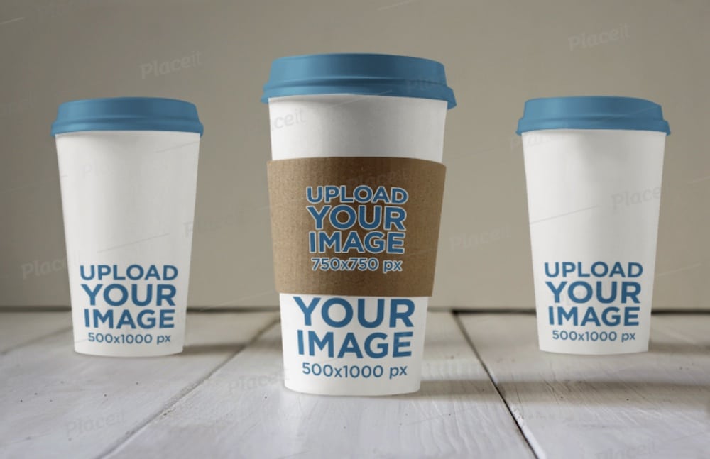 Matte Coffee Cup Carrier Mockup - Hilfside View Design