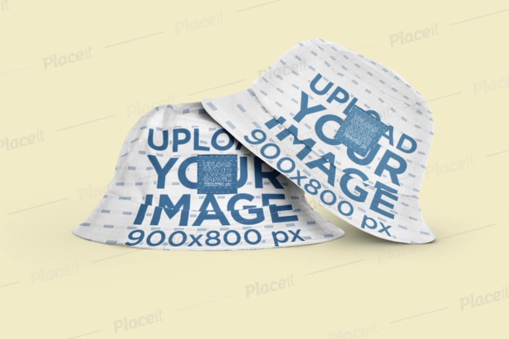 mockup of two sublimated bucket hats