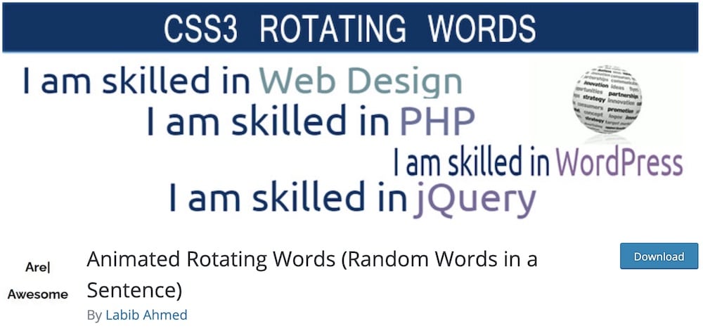 animated rotating words free plugin