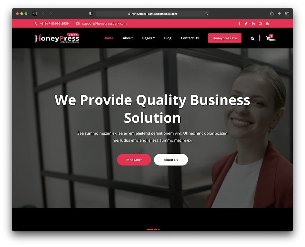 honeypress free dark wordpress theme