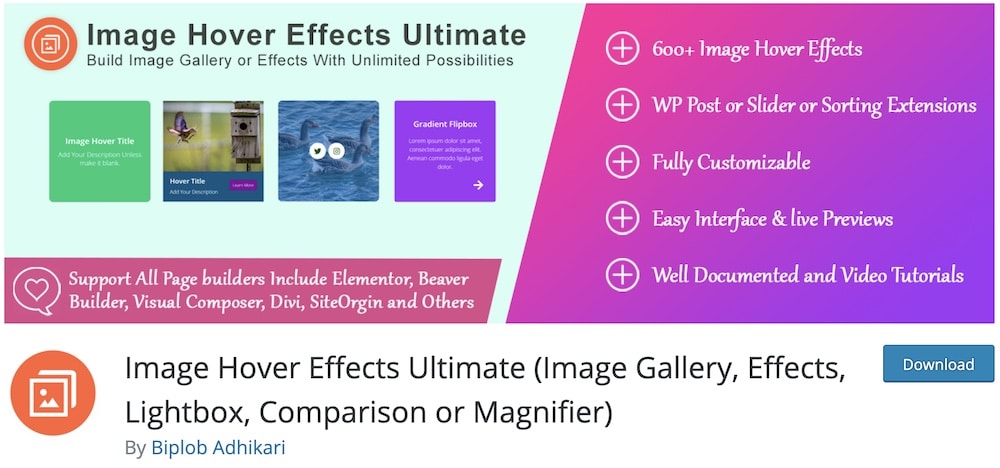 image hover effects ultimate free wordpress plugin