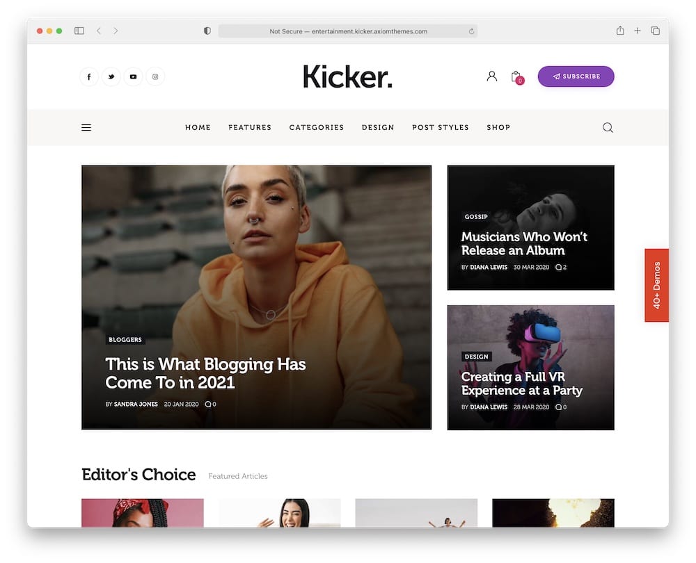 kicker wordpress vlog theme