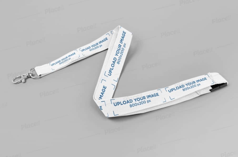 lanyard on a flat surface mockup