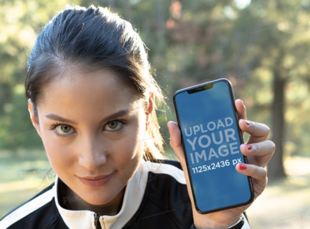 mockup of a woman holding an iphone