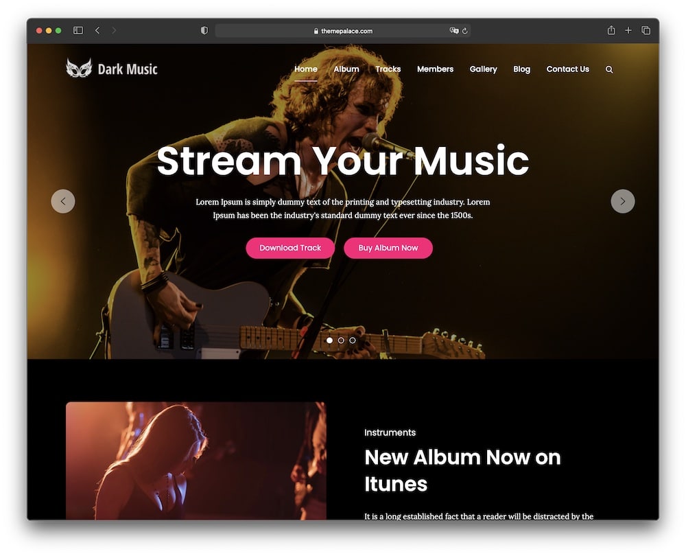 music free dark wordpress theme