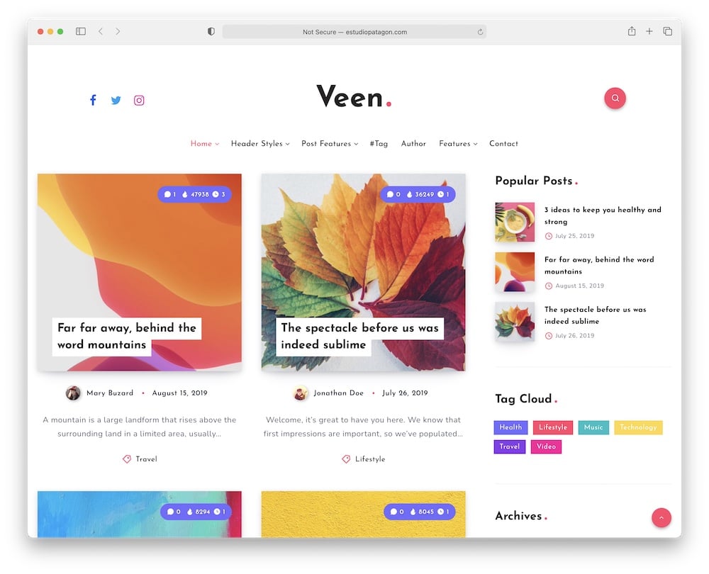 veen wordpress vlogger theme