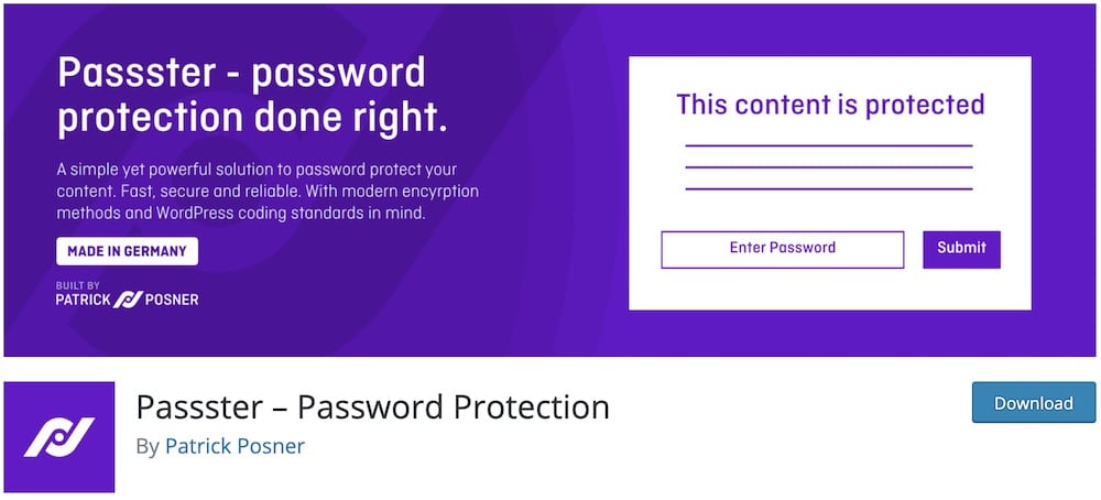 passster wordpress content protector